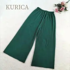 【クリカ】 レディース グリーン ワイドパンツ プリーツ サイズ フリーサイズ