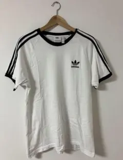 超美品adidas 3本ラインTシャツ L ホワイト/ブラック