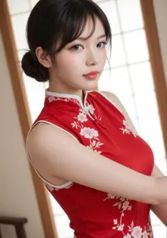 高画質 AI美女 A4 チャイナドレス ポスター AT006