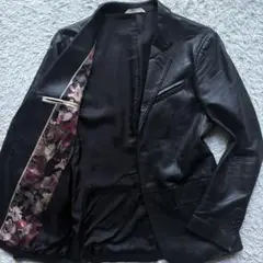 ★希少 羊革★ ポールスミス コレクション テーラード ジャケット 裏地花柄 黒