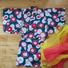 花柄浴衣 120サイズ ネイビー