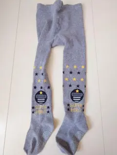 スーパーヒーロー柄 キッズタイツ グレー