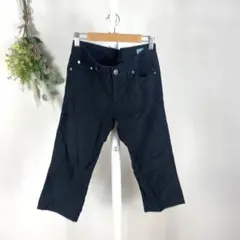 T1077 サムシング　デニム　ボトムス　膝丈　S 黒　 トレンド　ボーイッシュ