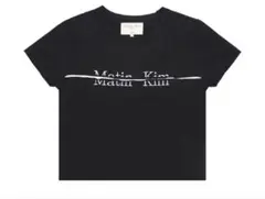 MATIN KIM ロゴカット　クロップトップ ブラック　Tシャツ