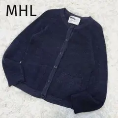 MHL マーガレットハウエル ウールコットン カーディガン ネイビー Mサイズ