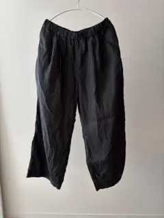 無印　黒　リネン　ワイドパンツ　Lサイズ