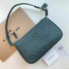 COACH コーチ ショルダーバッグ長財布 シグネチャーエンボス グリーン 緑色
