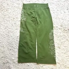 BCBG オリーブグリーン ワイドレッグパンツ