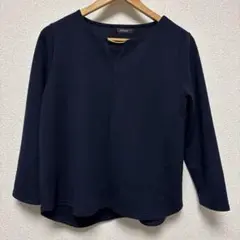 GLISSE ネイビー Vネック 長袖カットソー　M レディース　やわらか生地