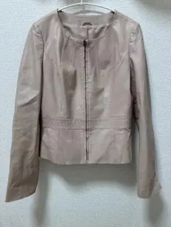 アナイ♡レザージャケット♡桜色♡羊革♡ノーカラー♡サイズ38