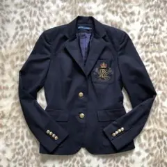 【美品】RALPH LAUREN 紺ブレ 金ボタン エンブレム ジャケット S