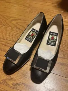 MIHAMA 22cm レザー　ブラック　パンプス　ラウンドトゥ　修理済　未使用