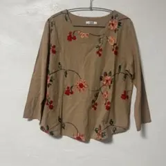 SUNLAMAIL 花柄刺繍 五分袖チュニック