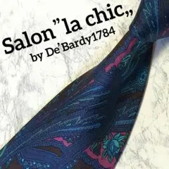 Salon”la chic,,ネクタイ　植物柄　花柄　ブルー系　ネイビー　こげ茶