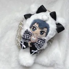 【ぬい服】ちびぐるみ 白ふわ×黒ねこ♡ （10cm〜12cm）