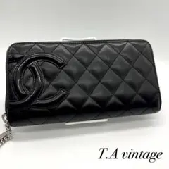 美品!シャネル カンボンライン ラウンドファスナー 長財布