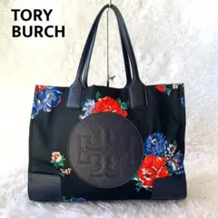 トリーバーチ エラ ブラック ティーローズ 花柄プリント トートバック
