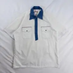 ビンテージ古着 ハーフジップ ステッチ レトロ プルオーバー 半袖シャツ