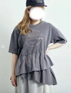 美品　SM2 ピグメント加工ドッキングロゴプリントTシャツ　チャコール