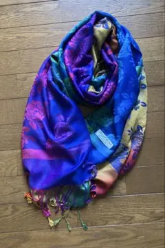 【未使用品】100%パシュミナ ストール 薔薇柄