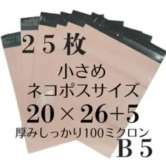 テープ付き宅配袋25枚　ビニール袋B5ベージュ　20×26+5ネコポスサイズ