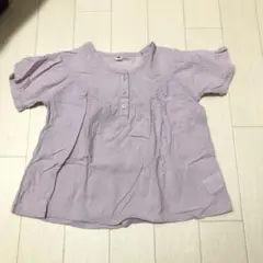 薄紫 ボタン付きフリル袖シャツ 120cm