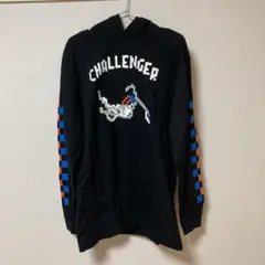 チャレンジャー、薄手パーカー、ブラック、コットン100%、XL
