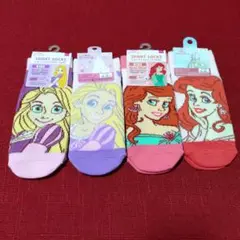 新品 ディズニー プリンセス キッズ靴下 4足セット ラプンツェル アリエル