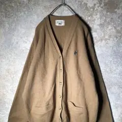【ヴィンテージ】ラムウール シンプルカーディガン ベージュ 古着 AS121