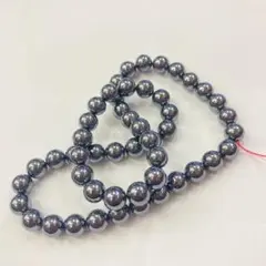 1連　8mm玉　約40cm 黒瑪瑙　ヘマタイト　パワーストーン　ブレス　パーツ