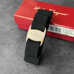 Salvatore Ferragamo ヴァラリボン バレッタ　黒　①