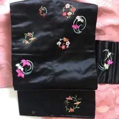 アンティーク 刺繍 名古屋帯 正絹