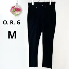 a4802 O. R. G メンズ　黒　カジュアルパンツ　ストレッチ　古着　M