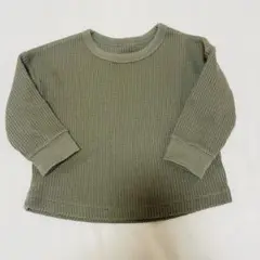 ユニクロ　カーキ　ワッフル　ロングTシャツ　80cm