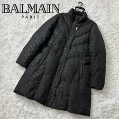 【美品】バルマン ダウンコート ドット柄 高級 ブラック Lサイズ