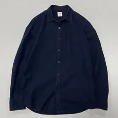 00s~ Vintage リネン L/S シャツ ダークネイビー 表前立て