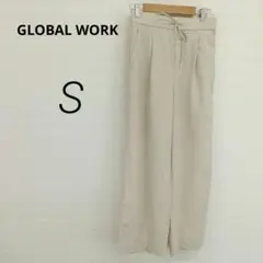 人気✨GLOBAL WORK ワイド イージーパンツ ベージュ【S】H10005