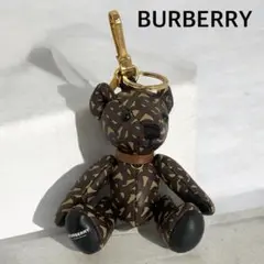 美品✨　バーバリー　TB柄　トーマスベアー　レザー　キーホルダー