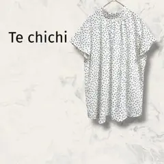美品✨ テチチ 半袖ブラウス リボン ドット柄 キレイめ フェミニン オフィス系
