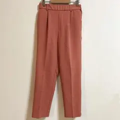 美品✨ラグアウト　美人テーパードパンツ　オレンジ　S 無地　ウエストゴム
