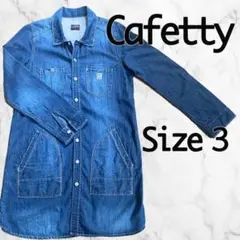 【Cafetty】 カフェティ　デニムシャツ ロング　サイズ３（L）