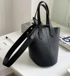 LAC VERT バケツ型2WAYハンドバッグ ショルダーバッグ ブラック
