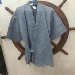 ♥️青と白のチェック柄 甚平 Mサイズ 上着