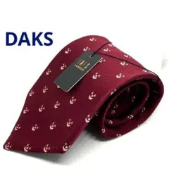 タグ付き未使用品！DAKS ネクタイ　えんじ　小紋柄　シルク100% 日本製