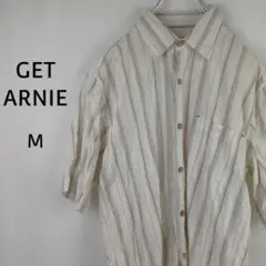 GET ARNIE　半袖　カジュアルシャツ　M　ホワイト　ストライプ