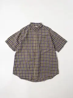 90s Puritan チェック柄半袖リネンシャツ ヴィンテージ古着