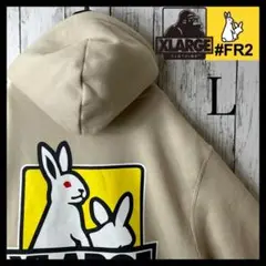 【希少】FR2 エクストララージ コラボ パーカー L ベージュ イエロー 黒