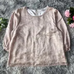 Aylesbury アリスバーリー 花柄ブラウス 【LL】7分袖 ピンクベージュ