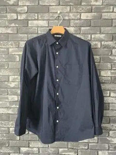 【美品】GU レギュラーカラーシャツ ネイビー Lサイズ 長袖