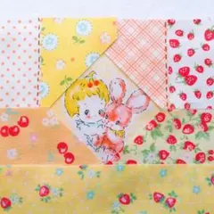 作成キット☘黄色ハローベイビーパッチワークミニポーチ　うさぎハンドメイド松山敦子